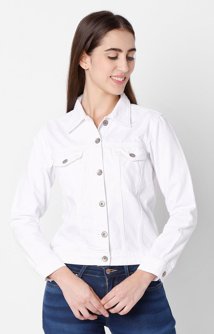 Francesca's Kate Cropped White Denim Jacket | CoolSprings Galleria